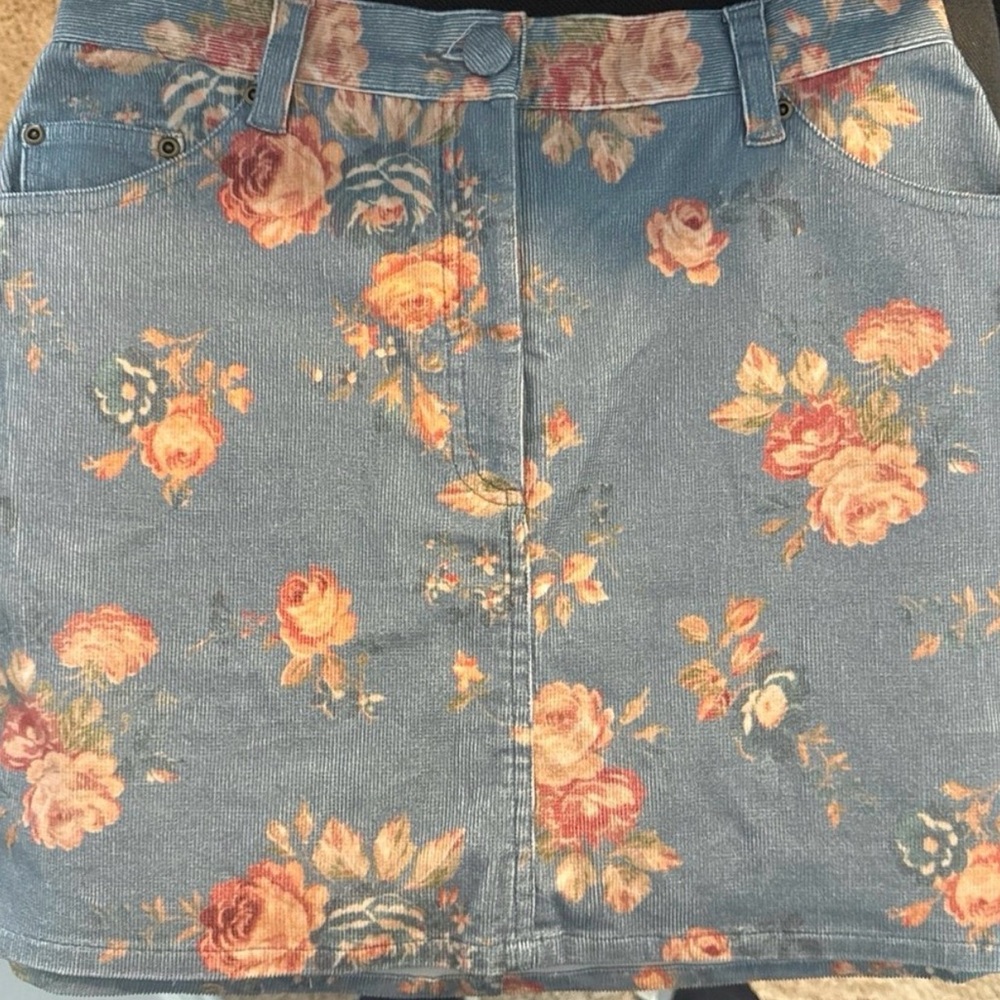 LoveShackFancy Blue Floral Mini Skirt